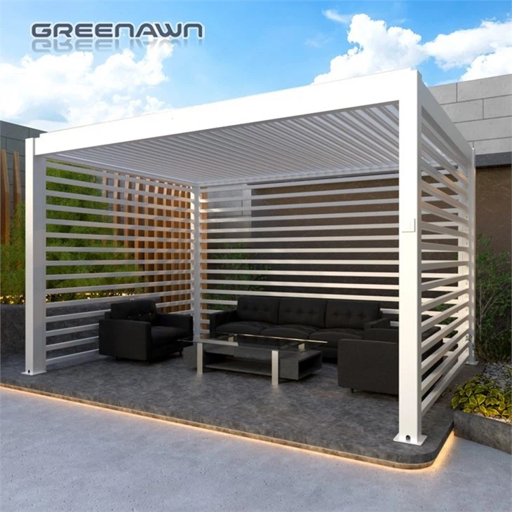 Outdoor White Bioclimatic Pergola